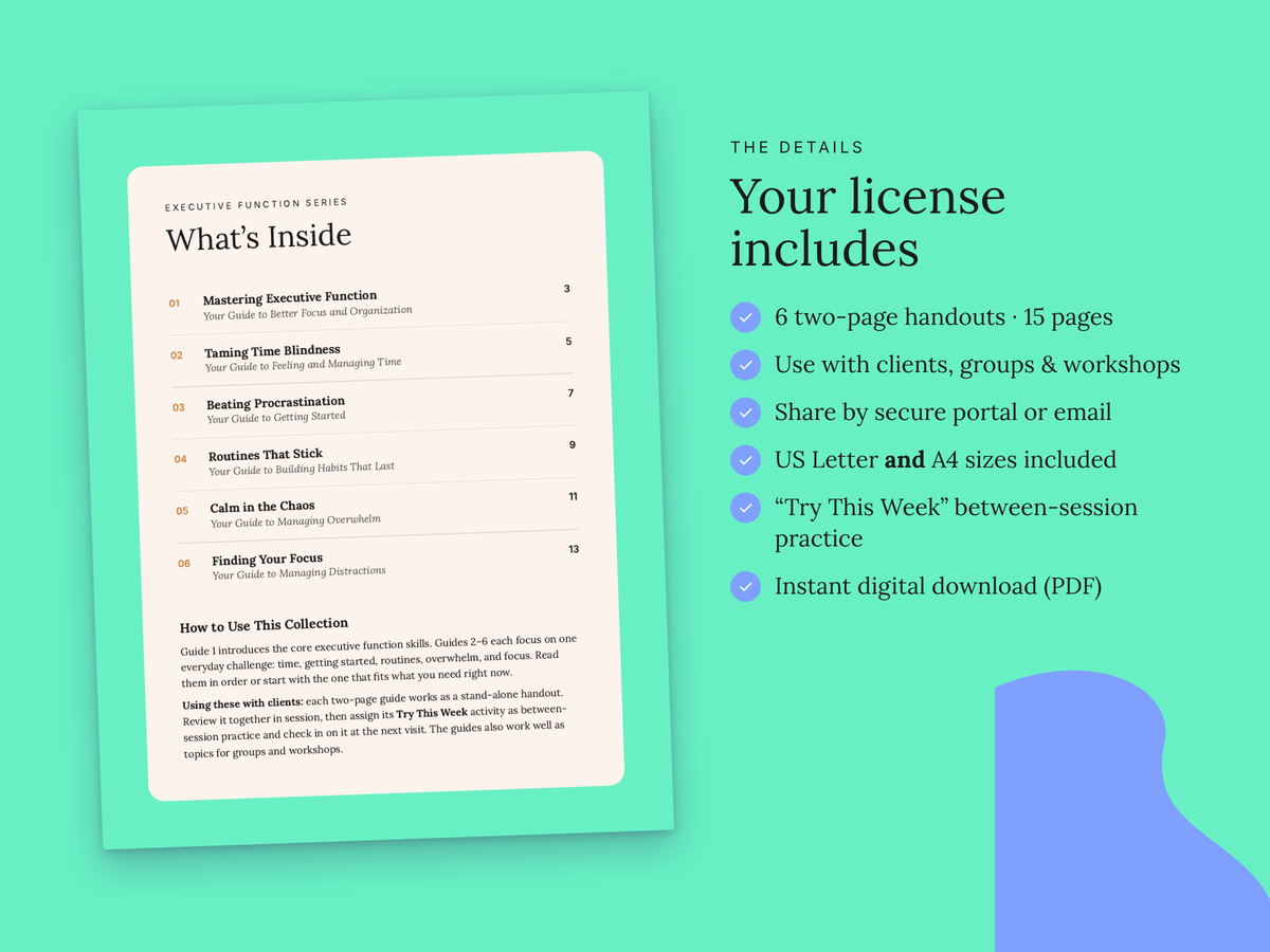 Executive Function clinician license details and what's included